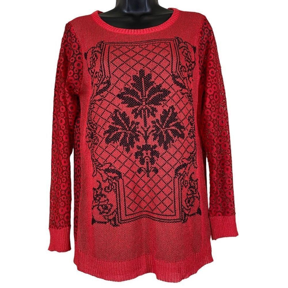 Women’s Long Sleeve Sheer Crewneck Blouse - Picture 1 of 9